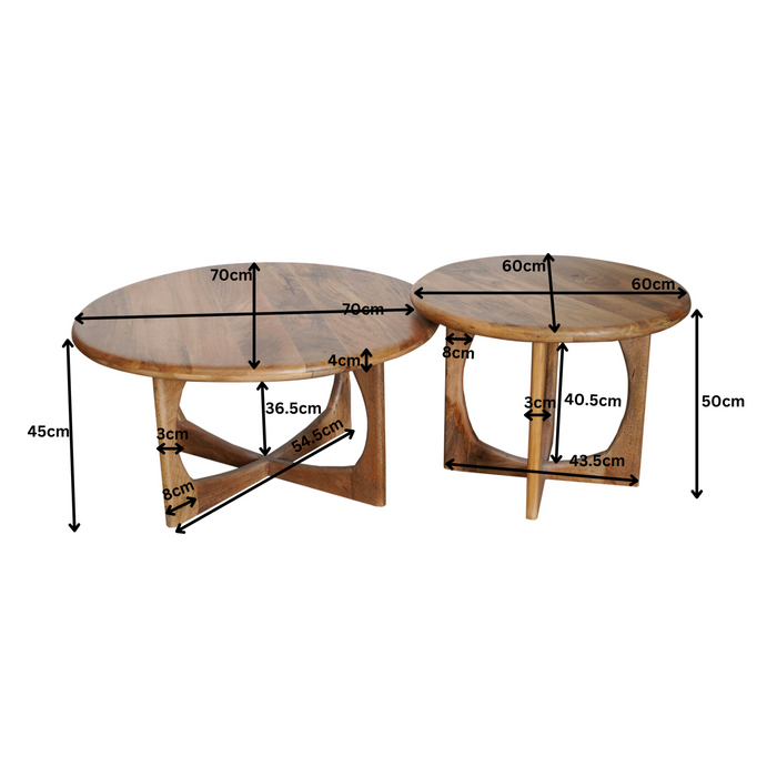 Ronde salontafel Milou Naturel Mangohout 70 cm