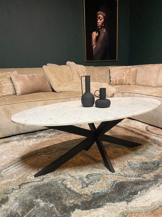 Ovale salontafel Faye Wit Marmer 130 cm