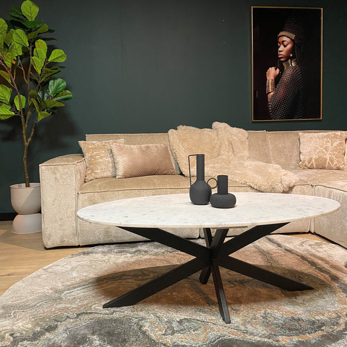 Ovale salontafel Faye Wit Marmer 130 cm