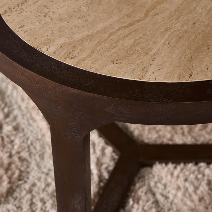 Bijzettafel Morris Bruin Travertin 60 cm
