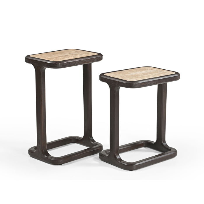 Bijzettafel Arvid Bruin Travertin 49 cm