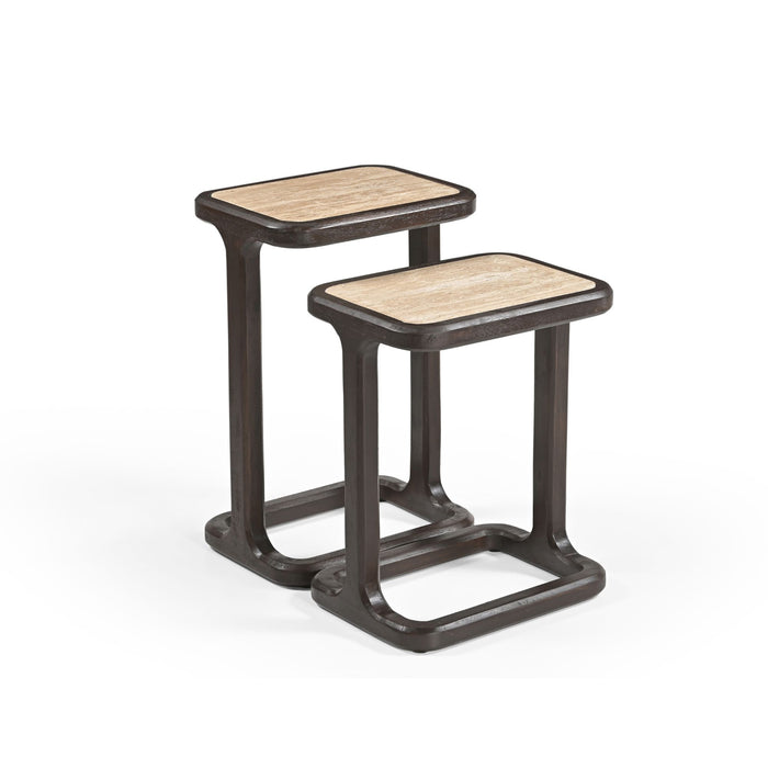 Bijzettafel Arvid Bruin Travertin 49 cm