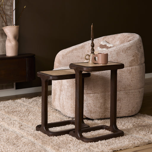 Bijzettafel Arvid Bruin Travertin 58 cm