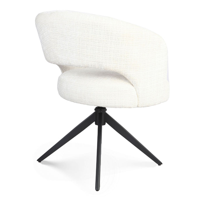 Draaibare eetkamerstoel Demi met armleuning Off White Poot Zwart