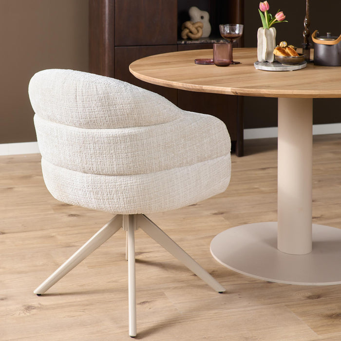 Draaibare eetkamerstoel Bella Off White Poot Zand