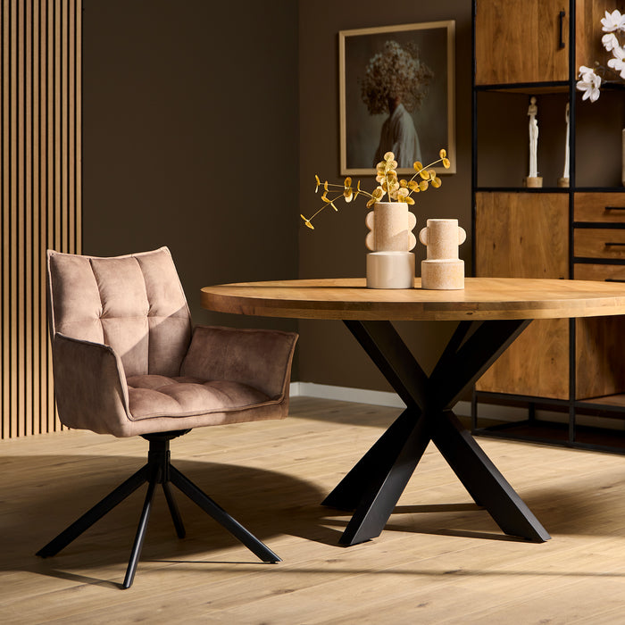 Draaibare eetkamerstoel Dani  Beige  Velvet