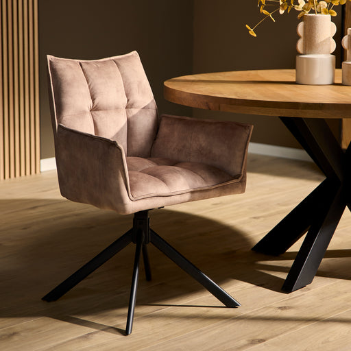 Draaibare eetkamerstoel Dani  Beige  Velvet