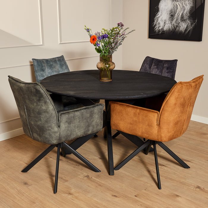 Draaibare eetkamerstoel Dani Blauw Velvet
