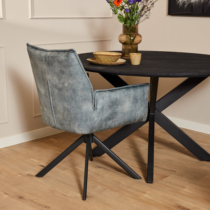 Draaibare eetkamerstoel Dani Blauw Velvet
