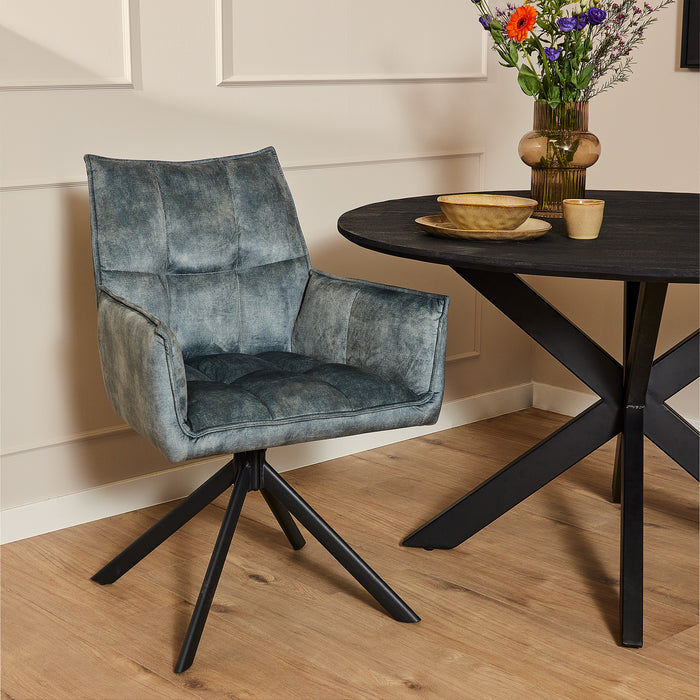 Draaibare eetkamerstoel Dani Blauw Velvet