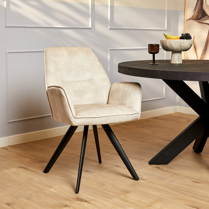 Draaibare Eetkamerstoel Nova Champagne  Velvet