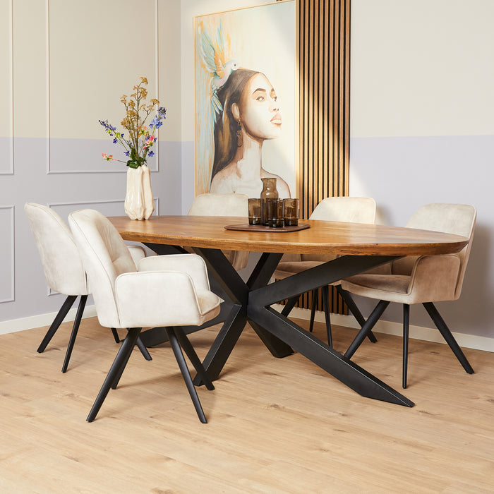 Draaibare Eetkamerstoel Nova Champagne  Velvet