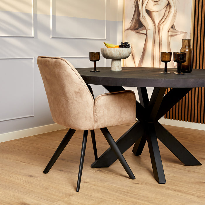 Draaibare Eetkamerstoel Nova Beige Velvet