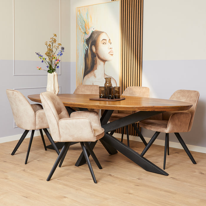 Ovale eettafel Brandy Naturel Mangohout 210 cm