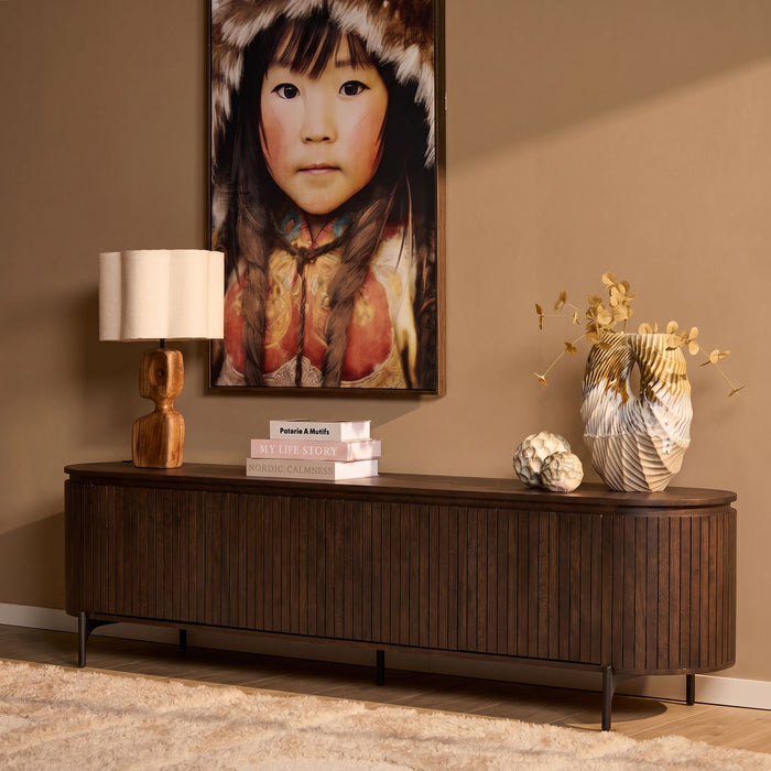 Ovale eettafel Solana Bruin Mangohout 210 cm