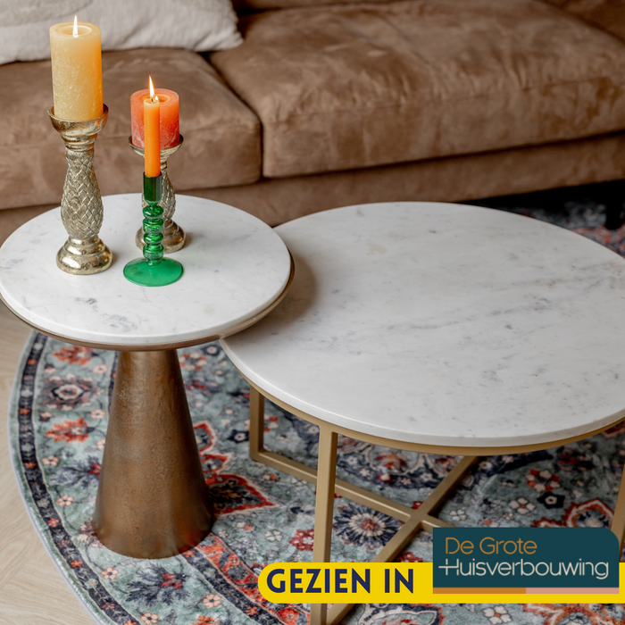 Bijzettafel Essy Wit Marmer/metaal 45 cm