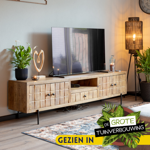 Tv meubel Brandy Naturel Mangohout 220 cm